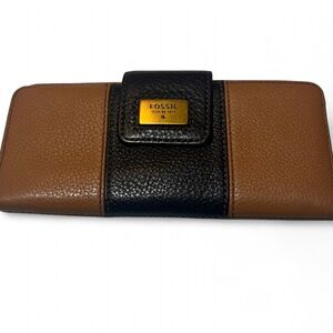 Fossil Black and brown Leather Accessory with Gold Accents